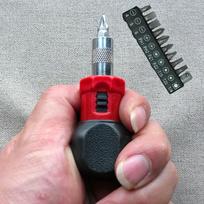 Compact 36-Tooth L-Shaped Ratchet Screwdriver for Tight Spaces gray
