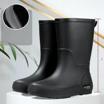 Ladies' Outdoor Fashion Trend Mid Tube Waterproof And Anti Slip Rain Shoes 35-36 juoda
