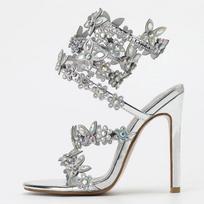 Fashion Eilyken Summer Designer Butterfly-knot Crystal Sandals Sexy Peep Toe Thin Heel Wedding Party Back Strap Shoes Zapatos Mujer 37