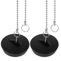 2Pcs Sink Plug Universal Rubber Drain Stopper with Round Beaded Chain 4.95/4cm Bath Sink Drain Stopper Plug for Bathtub Kitchen