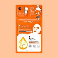 BIOAQUA - 3 Steps Moisturizing Anti Wrinkle and Rejuvenating Collagen Mask #Mask - 1 pc white