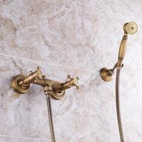 Wall Mount Bathtub Faucet with Handheld Spray Tub Filler  Shower Antique Bronze Bathroom Tub Shower System Black