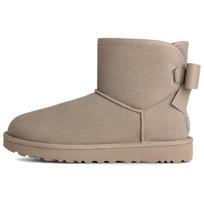 UGG Ultra Mini Bailey Leather Bow Fleece Lined, Comfortable Fashion Snow Boots Women's Pebble Gray 1174494-CBBLG 36 gray