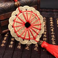 Feng Shui Mystic Knot Chinese Lucky Coins Cures Home Career Health Wealth Room Decor Wall Hanging Decoration Home Supplies beige