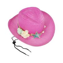 Kids Adjustable Straw Sun Hat Windproof Beach Head Accessory Panama Hat with Sea Shell Decors For Pool Parties Seaside