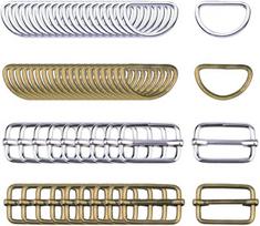 60Pcs Metal D Rings & Adjustable Strap Buckle Set, 25mm Sewing Hardware Fittings For Backpack Lanyard Craft Making 60pcs beige