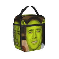 Nicolas Cage Shreks Insulated Lunch Bag High Capacity Funny Meme Picolas Cage Reusable Thermal Bag Lunch Box Tote School  Picnic One Size black