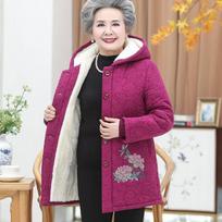 Gobtuvais dengti medvilniniai drabužiai vidutinio ir pagyvenusio amžiaus motinoms, medvilniniai drabužiai moterims, vidutinio ilgio medvilniniai drabužiai 3XL violetinė