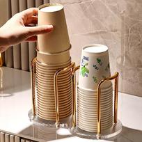 Akrilinis stalinis puodelių dozatorius vienkartiniams ir stikliniams puodeliams Single Seat Striped Cup Holder - Gold