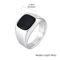 Nerūdijančio plieno kvadratinis tigro akies žiedas su metaliniu blizgesiu - Madingas rodomojo piršto aksesuaras RC-620 Size 7 white