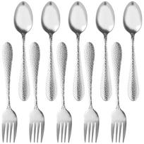 10 Pcs Kids Cutlery Set Stainless Steel Children Cutlery Kit Forks and Spoons Set Dessert Cake Fork Kids Silverware Kit for Home