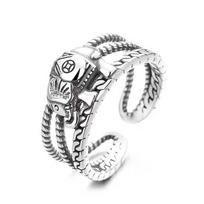 Yin Taifei Thai Silver Elephant Coin Multilayer Ring: Ethnic Style Good Luck Index Finger Ring Adjustable