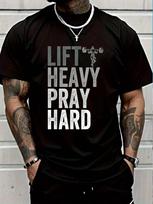Lift Heavy Pray Hard Gym Jesus Christian Faith Unisex T-Shirt XL