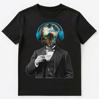 Partygoer Disco Ball Head Tea Drinker Music Unisex T-Shirt M black