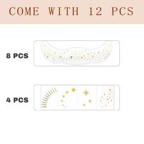 12pcs Waterproof Glitter Freckles Face Tattoo Long Lasting Facial Art Face Temporary Tattoos Laser Color Gold Makeup Stickers white