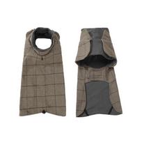 Thickened British Style Luxury Designer Dog Clothes High-neck Fashionable Plaid Dog Jacket with Leash Hook Large Dogs Dresses (Khaki,XS) chaki