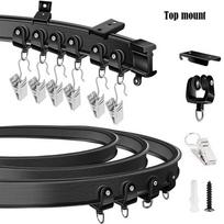 Durable 2/3 Meters Curtain Track Flexible Bendable U-shaped Curtain Slide Curtain Rail Ceiling Wall Mount gray