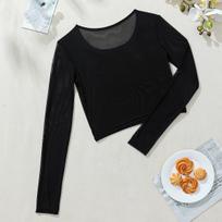 European & American Women's See-Through Sexy Slim Fit Long Sleeve Summer Top Small