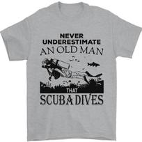 26 An Old Man That Scuba Dives Diver Dive Mens T-Shirt 100% Cotton Unisex T-Shirt M gray