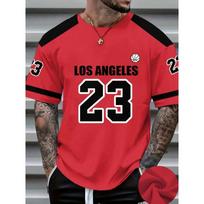 European and American men's summer Los Angeles striped letter print comfortable breathable round neck XXS