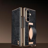 For Samsung Z Fold 7 Phone Case Crocodile Pattern Magnetic Flip Cover with Wrist Strap Compatible with Samsung Z Fold 6 5 4 Opp Bag&For Samsung Z Fold 5 juoda