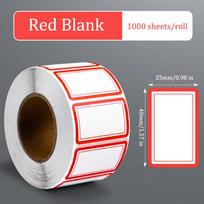 1000pcs Blank Label Stickers Roll,Self-Adhesive Name Tags With Red & Blue Border,Labels For Office,Home,School Organization red