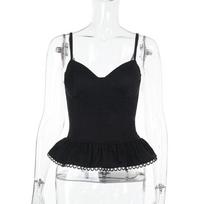 Women Sexy Waist Cincher Boned Strappy Solid Slim Cami Tank Top S