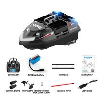 V802Pro GPS RC Žvejybos masalo valtis, 4 talpyklos, 160 GPS taškų, 500 m nuotolinio valdymo nardymo valtis juoda