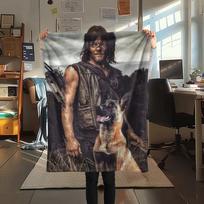 1Pc Walking Dead Daryl Dixon Print Flannel Blanket, High quality Comfortable for All Seasons, Home Decor, Warmth and Comfort, Perfect for Gifts 80cm x 120cm