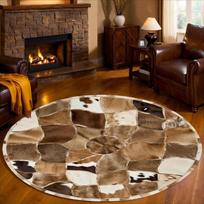 Cowhide Print Area Rug: Non-Slip Comfortable Carpet for Kitchen, Office, Laundry, Bathroom, Vacation Home Room Decor Diameter 60cm