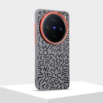 Magnetic Phone Case for Vivo X300 Pro Geometric Graffiti Painted Leather Cover for Vivo X200 Ultra X200 Pro Mini iQOO 15 13 Z10t vivo iQOO 13 black