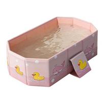 Yousheng Kids Bathtub Foldable Design Sturdy PVC Baby Bath Tub with Raised Sides Easy to Clean Portable Baby Shower B