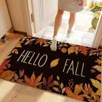 Hello Fall Maple Leaves Decorative Doormat Household Outdoor Indoor Entrance Decor Polyester Mat Non Slip Absorbent Durable Floor Mat Home Entryway Ru 40X60CM