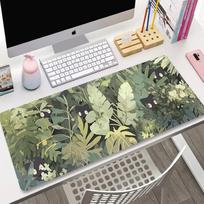 Anime Green Black Cat Large Mouse Pad 400x900MM XXL Gamer Mouse Mat Office Table Mat Kawaii plants Desk pad gaming accessories 30cmx60cm(11.8x23.6inch) gray