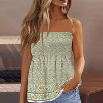 Womens Tops Dressy Casual Sleeveless Blouse Tube Tops For Women,Cute Sexy Off Shoulder Print Sleeveless T-Shirt XL