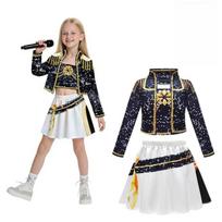 Mira Rumi Zoey Stage Costumes for Kids, Black Costume, Uniform for Girls, Halloween Party, Role Play, Printed Costumes 130cm