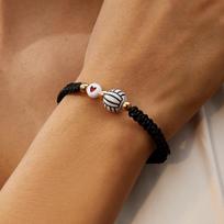 Acrylic Ball Sport Heart Braided Bracelet Volleyball Tennis Basketball Football Baseball Rope Chain Bangle For Women Men Jewelry brown
