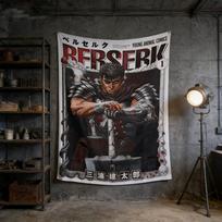 Berserk Anime Wall Tapestry Guts Griffith Dark Fantasy Art Decor Hanging for Bedroom Living Room Home 74x94cm(29x37in) gray