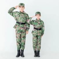 Children's Long-Sleeve Camouflage Uniform Set 130 gray