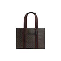 COACH shoulder bag 42 Simple classic presbyopic logo nameplate snap coated canvas and smooth leather Tote Tote shopping handbag large size women's kava