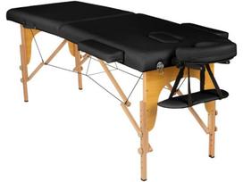 Masažo stalas BodyFit sulankstomas 2 dalių, medinis, juodas