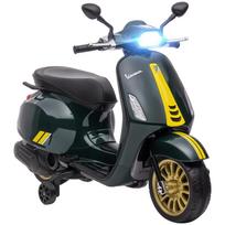 Vaikų elektrinis paspirtukas Vespa 6 V tamsus. 107L x 47W x 73H cm MP3 muzika USB prievadas Žibintas 2 Pagalbiniai ratai - Žalias 107 x 47 x 73 cm