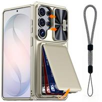WEFOR Case for Samsung Galaxy S24 Ultra 6.9  2024 Wallet Card Holder Kickstand Slide Camera Cover with Wrist Strap Rugged Cover Galaxy S24 Ultra