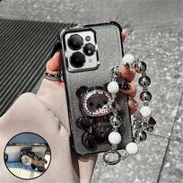 Prabangus dirželis su lanku, meškiuko telefono laikiklio dėklas, skirtas Samsung S25 S24 S23 S22 S21 Plus FE Ultra Edge S10, Blizgus, Atsparus smūgiams, su stoveliu For Samsung S25FE