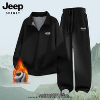 JEEP SPIRIT Men's Half-Zip Fleece Sweatshirt & Pants Set M