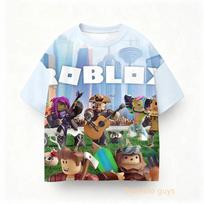Summer Kids Roblox Game Casual Wear Boys Clothes Girls Anime Tee 110