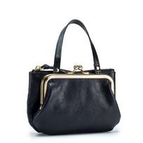 New retro creative storage gold bag, Japanese handmade leather change bag, mini double-layer clip bag, coin bag.