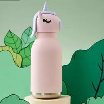 3D Unicorn Kids 316 Stainless Steel Vacuum Insulated Water Bottle Cute Cartoon Animal Head Design Tumbler With Straw 450ML 450ml