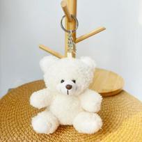 Wearable Teddy Bear Keychain Pendant – Plush Toy Gift for Graduation Season with Logo Print Approximately 12cm beige