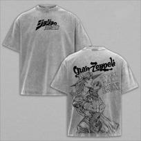 Adventure Anime T-shirt Gyro Zeppeli Vintage Washed T Shirt Summer Short Sleeve Pure Cotton Tee Tops Men Clothing S beige
